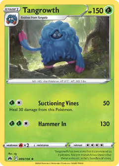 Tangrowth Rare card from Crown Zenith