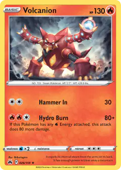 Volcanion Rare Holo card from Crown Zenith