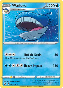 Wailord Rare card from Crown Zenith