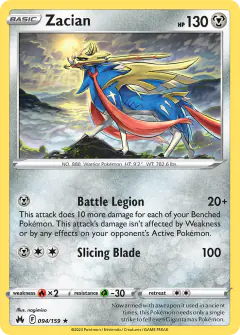 Zacian Rare Holo card from Crown Zenith
