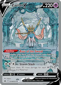 Zacian V Rare Holo V card from Crown Zenith