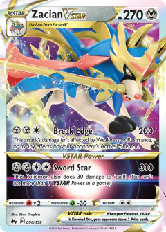 Zacian VSTAR Rare Holo VSTAR card from Crown Zenith