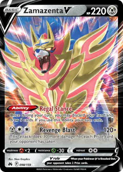Zamazenta V Rare Holo V card from Crown Zenith