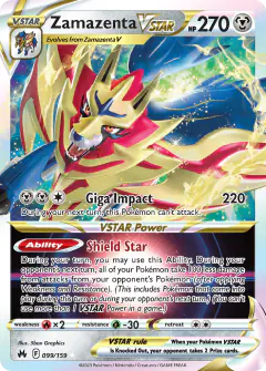 Zamazenta VSTAR Rare Holo VSTAR card from Crown Zenith