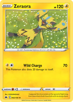 Zeraora Rare card from Crown Zenith