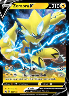 Zeraora V Rare Holo V card from Crown Zenith