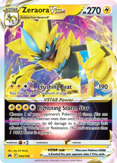 Zeraora VSTAR Rare Holo VSTAR card from Crown Zenith
