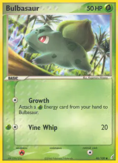 Bulbasaur Common card from Crystal Guardians
