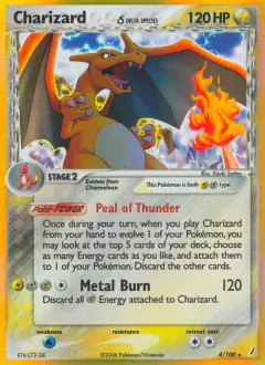 Charizard δ Rare Holo card from Crystal Guardians