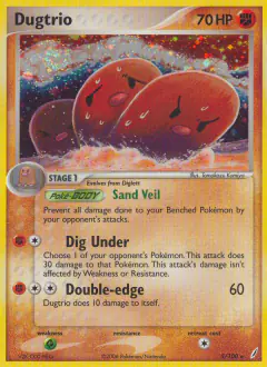 Dugtrio Rare Holo card from Crystal Guardians