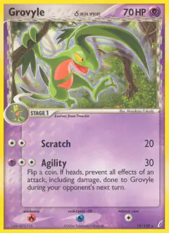 Grovyle δ Rare card from Crystal Guardians