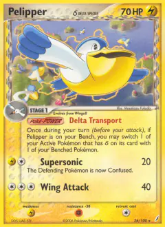 Pelipper δ Rare card from Crystal Guardians