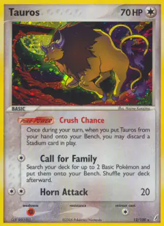 Tauros Rare Holo card from Crystal Guardians