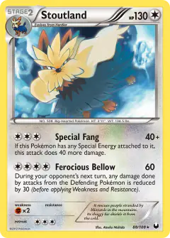 Stoutland Rare card from Dark Explorers