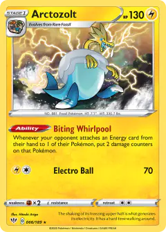 Arctozolt Rare Holo card from Darkness Ablaze