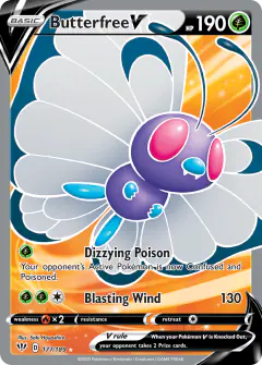 Butterfree V Rare Ultra card from Darkness Ablaze