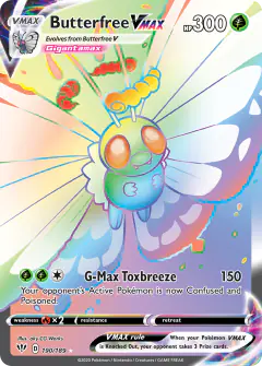 Butterfree VMAX Rare Rainbow card from Darkness Ablaze