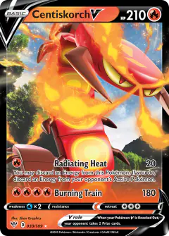 Centiskorch V Rare Holo V card from Darkness Ablaze
