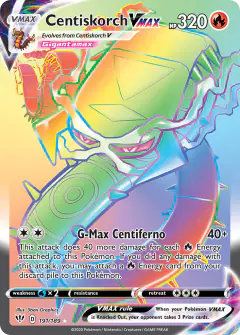 Centiskorch VMAX Rare Rainbow card from Darkness Ablaze