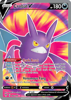 Crobat V Rare Ultra card from Darkness Ablaze