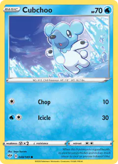 Cubchoo Common card from Darkness Ablaze