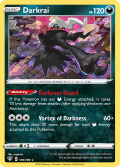 Darkrai Rare Holo card from Darkness Ablaze