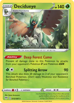 Decidueye Rare Holo card from Darkness Ablaze