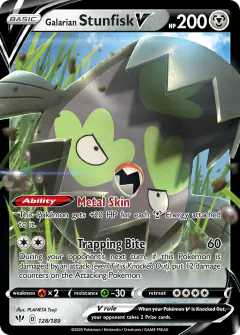 Galarian Stunfisk V Rare Holo V card from Darkness Ablaze