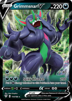 Grimmsnarl V Rare Holo V card from Darkness Ablaze