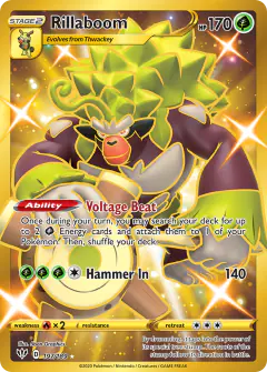 Rillaboom Rare Secret card from Darkness Ablaze