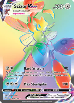 Scizor VMAX Rare Rainbow card from Darkness Ablaze