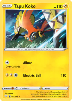 Tapu Koko Rare Holo card from Darkness Ablaze