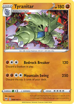 Tyranitar Rare Holo card from Darkness Ablaze