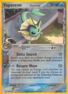 Vaporeon δ Rare Holo card from Delta Species