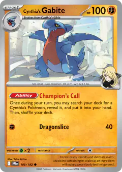 Cynthia's Gabite Common card from Destined Rivals