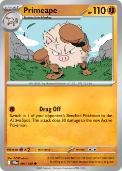 Primeape Common card from Destined Rivals