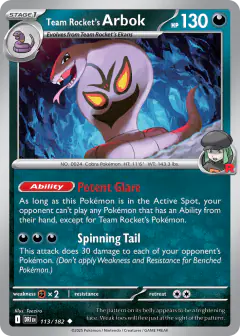 Team Rocket's Arbok Uncommon card from Destined Rivals
