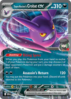 Team Rocket's Crobat ex Double Rare card from Destined Rivals