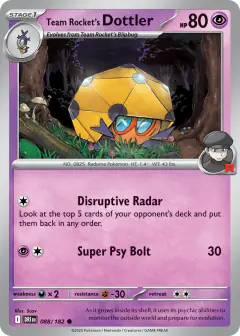 Team Rocket's Dottler Common card from Destined Rivals