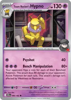 Team Rocket's Hypno Uncommon card from Destined Rivals