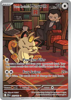 Team Rocket's Meowth Illustration Rare card from Destined Rivals