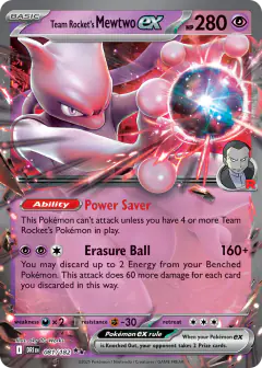 Team Rocket's Mewtwo ex Double Rare card from Destined Rivals