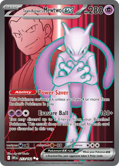 Team Rocket's Mewtwo ex Ultra Rare card from Destined Rivals