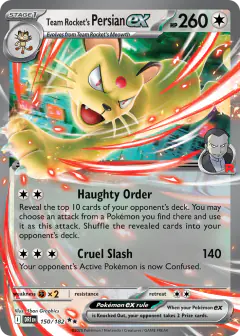 Team Rocket's Persian ex Double Rare card from Destined Rivals