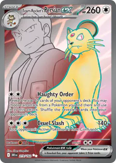Team Rocket's Persian ex Ultra Rare card from Destined Rivals