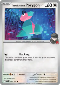 Team Rocket's Porygon Common card from Destined Rivals
