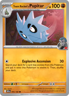 Team Rocket's Pupitar Common card from Destined Rivals