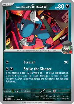 Team Rocket's Sneasel Rare card from Destined Rivals