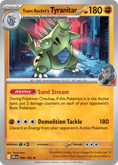 Team Rocket's Tyranitar Rare card from Destined Rivals