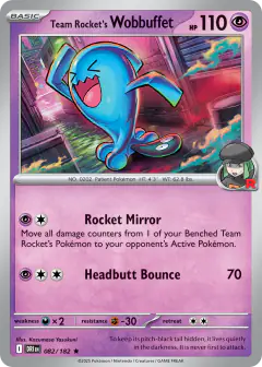 Team Rocket's Wobbuffet Rare card from Destined Rivals